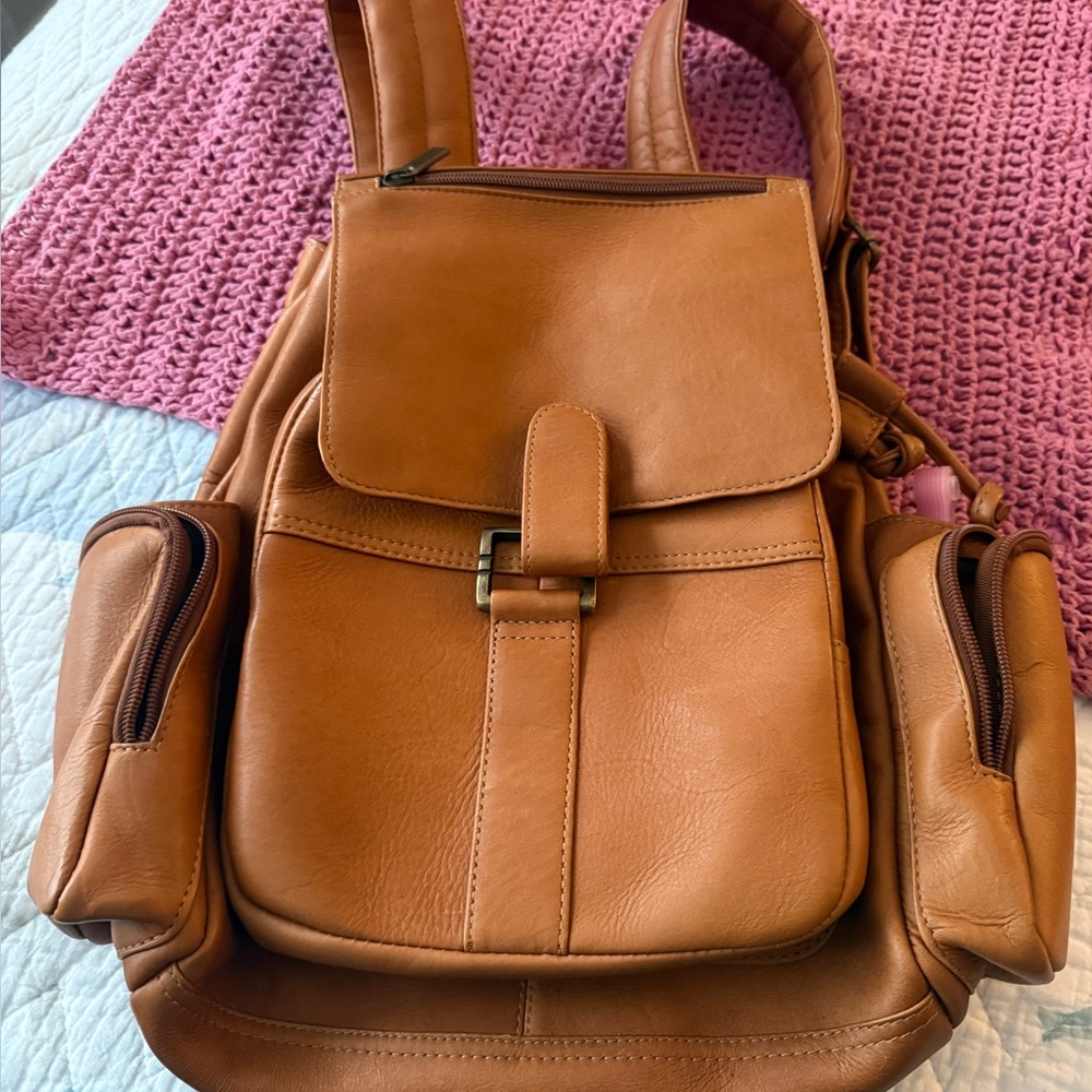 Elegant Brown Leather Backpack for Women
